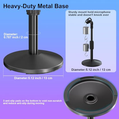 Desktop Mic Stand,Adjustable Height Podcast Microphone Stand with Mic Clip 3/8" to 5/8" Adapter,for Shure MV7 |MV7+ |MV7X XLR,Fifine AM8 |K688 |XR&USB,PM1 XLR,Razer Seiren V2|V3 - size: Mic Stand with Mic Clip