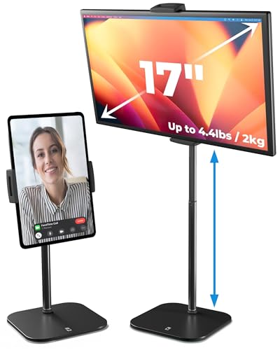 COOPER TabStand, 20" Tall iPad Stand for Desk, Portable Monitor Holder up to 17" Holds 4.4lb, Desktop Tablet Stand, Tablet Mount, Apple iPad Holder for Desk, for Samsung, Kindle, Fire (Night Black) - color: A - Black