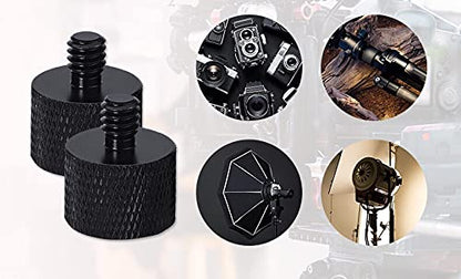 Mic Stand Adapter 5/8 to1/4 Microphone Screw Adapter Thread Screw Adapter for Camera Monitor Microphone Stand Microphone holder 2 Pack Black