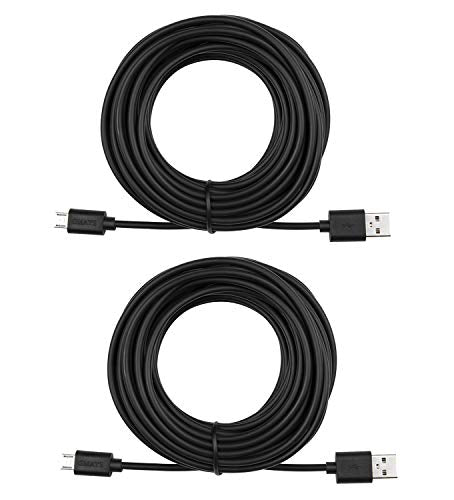Smays 2-Pack 25ft Power Extension Cable Compatible for Wyze Cam, Nest Cam Indoor, Blink, Yi Camera, USB to Micro USB Charging Cord (Black) - color: Black, size: 25 Feet