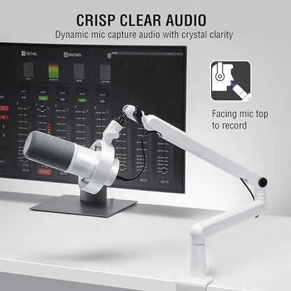 FIFINE Studio XLR Mic and Boom Arm Bundle, Dynamic Microphone with Mute Button, Gain Knob, Shock Mount for Recording, Low Profile Mic Stand with Cable Management for Podcast Gaming (K688W+BM88W)