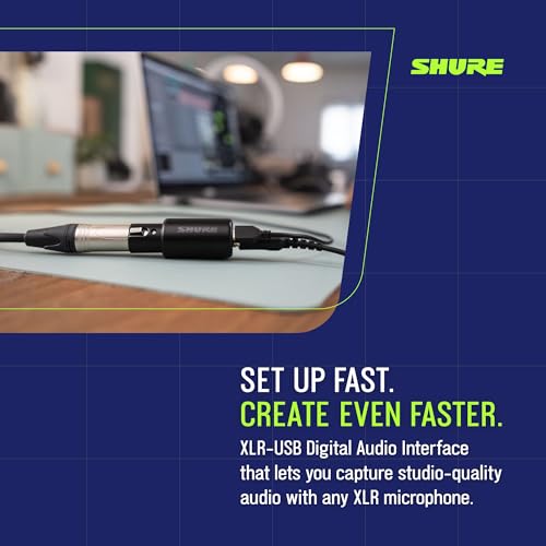 Shure MVX2U Gen 2 XLR-to-USB-C Digital Audio Interface, Apple MFi Certified, Portable Setup for Audio Processing, Noise-Free Recording Between XLR and USB-C Devices