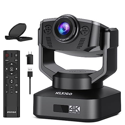 NexiGo Zoom Certified, N990 (Gen 2) 4K PTZ Webcam, Video Conference Camera System with 5X Digital Zoom, Sony_Starvis Sensor, Position Preset, Dual Stereo Mics, 3.5mm Audio Jacks for External Mics - style: PTZ Webcam 4K