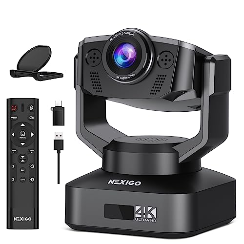 NexiGo Zoom Certified, N990 (Gen 2) 4K PTZ Webcam, Video Conference Camera System with 5X Digital Zoom, Sony_Starvis Sensor, Position Preset, Dual Stereo Mics, 3.5mm Audio Jacks for External Mics - style: PTZ Webcam 4K