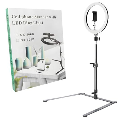 Desktop Phone Tripod with Led Lights & Microphones for Video Recording, Mini Projector, Live Streaming, Drawing Sketching, Baking, Scanning Projects, 360 Rotations-gooseneck Cellphone Holder
