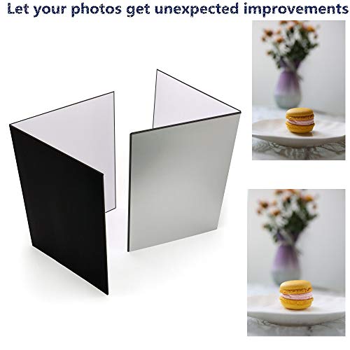 (2 PCS) Light Reflector 3 in 1 Photography Reflector Cardboard,A3 (17x12 Inch) Size Folding Light Diffuser Board for Still Life, Product and Food Photo Shooting - Black, Silver and White, 2 Pack - size: A3