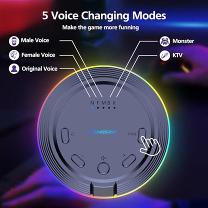 LIANGSTAR Gaming USB Microphone with 5 Voice Changes, Mute Button, Desktop Podcast Mic, Volume Control, RGB Condenser Computer Microphone for PC Gamer, YouTube, Streaming, Conference, Class - style: Dark Gray