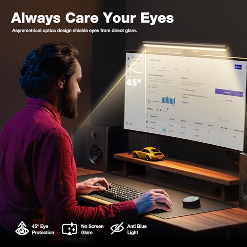 Douxlife Monitor Light Bar with Visual Wireless Remote & Touch Dual Control, Eye-Care Computer Monitor Lamp with Asymmetrical Optical Design, Stepless Dimming Screenbar for Home Office Gaming, Gray - color: Gray