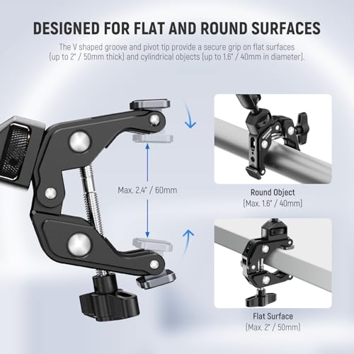 NEEWER UA057 22" Magic Arm w Clamp, Overhead Desk Camera Phone Mount Articulating Arm, 1/4" 3/8" Threads for ARRI Compatible with iPhone DSLR Action Camera Light, LP40 Photo Studio Light Box Included
