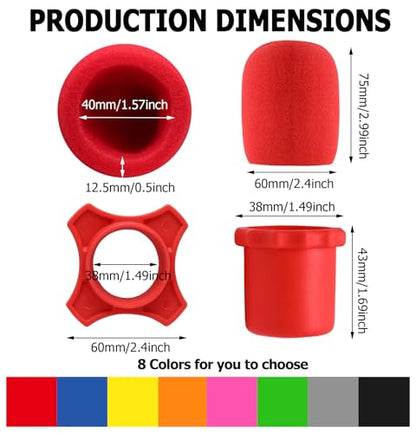 Murtenze 8 Set Shakeproof Anti-Rolling Wireless Handheld Protection Silicone Ring, Colorful Microphone Foam Windscreen Covers, Bottom Rod Sleeve Holder for KTV,Studio, Performance, Speech(8 Colors)