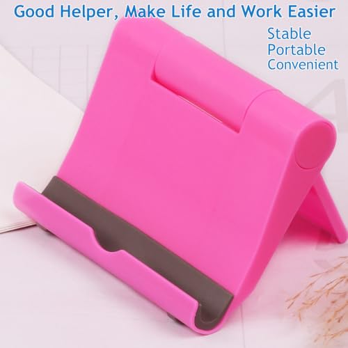 Cell Phone Stand for Desk 2 Pack Mobile Phone Holders Desktop Tablet Stand, Foldable Phone Dock Universal Adjustable Tablet Stand for Desk Compatible with Cell Phone Support (Blue+Pink) - color: Blue+Pink
