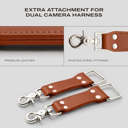 C Coiro Extra Attachments Single and Dual Camera Harness for Camera Bag, Sling Bag, Pouch, Lens Case - color: Tan