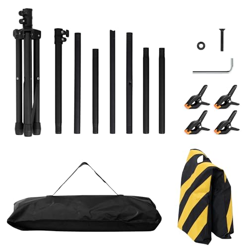 T-Shape Portable Backdrop Stand, 6.5x3.2ft Adjustable Photo Background Stand Kit, Sturdy Small Back Drop Holder with 4 Spring Clamps, Carry Bag for Parties, Photography and Video Studio