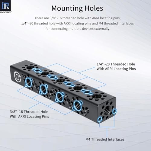 INNOREL CB5 CNC Aluminum Alloy Multi-Function Cheese Handle, Cheese Grip Extension Bar, ARRI Positioning Top Handle Featuring 3/8" and 1/4" Arri Locating Holes for Camera Cage Frames, Cheese Plates - size: CB5