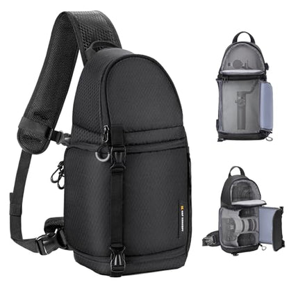 K&F CONCEPT Camera Sling Bag Crossbody Bag Camera Shoulder Backpack DSLR/SLR/Mirrorless Photography Bags Compatible with Canon/Nikon/Sony/Fuji/Gopro/DJI - color: Black, size: Medium