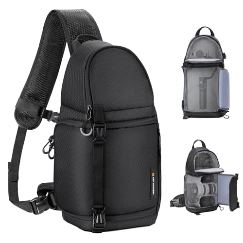 K&F CONCEPT Camera Sling Bag, Crossbody Shoulder Backpack for DSLR SLR Mirrorless Cameras, Travel Photography Bag with Tripod Holder, Compatible with Canon Nikon Sony, Black - color: Black, size: Medium