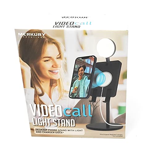Merkury Innovations Video Call Light Stand - Desktop Phone Stand with Light and Charger Dock