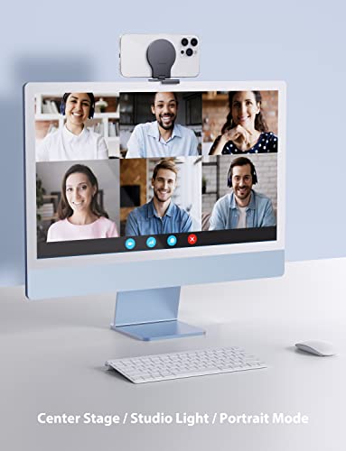 Stouchi Continuity Camera Mount for Desktop Monitor, iMac Compatible iPhone Webcam Mount with Mag-Safe for Mac Desktops and Displays, Apple TV 4K - color: Grey