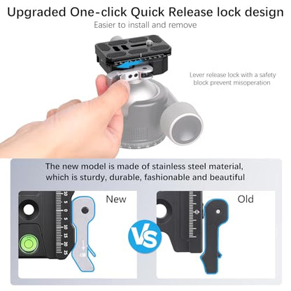 ARTCISE KB55F 55mm Low Profile Ball Head, Lever Release Panoramic Tripod Head, CNC Aluminum, Three Arca Swiss Quick Release Plate, Heavy Duty Camera Mount Max Load 40kg/88lbs