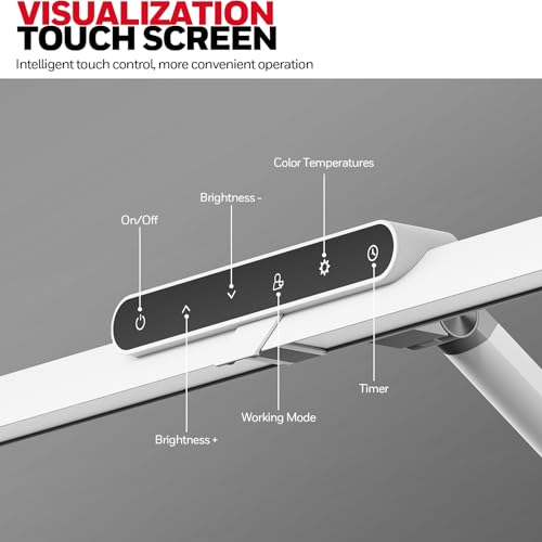 Honeywell LED Desk Lamp with Base - HJ1WT Sunturalux Eye-Caring Architect Desk Lamp for Home Office, 1200LM Computer Desk Light 4 Color Modes Stepless Dimming Task Desk Light with Timer Function White - style: White Base