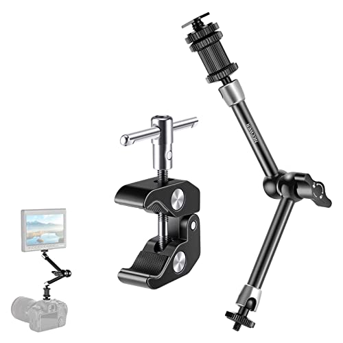 NEEWER 5.9"/15cm Adjustable Friction Magic Arm with 1/4" Screw on Both Ends, Compatible with SmallRig Cage, Flash/LED Light/Microphone/Monitor/SuperClip, Max Load 4.4lb/2kg, ST15 - style: 11"/28cm w/Clamp