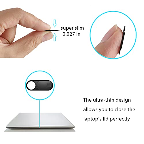 ZUCUCUC Laptop Camera Cover Slide, Camera Cover, 9 Pack Ultra Thin Webcam Cover Slide for Laptop, Desktop, PC, Tablet, Smartphone, Protect Your Privacy and Security(Black) - color: Black (Small 6 Pcs+Large 3 Pcs)