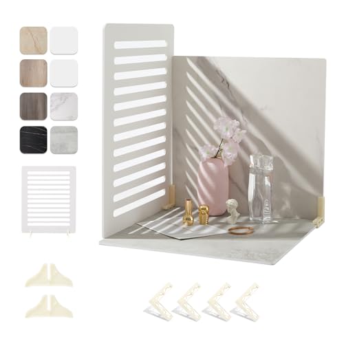 4PCS 16x16 Inch Backdrop Boards, 1PC 15x19 Inch Window Shadow Pane, 1PC Light Cone with Backets & Holders, Background Kit for Small Product Food Make-up Product Studio, BEIYANG - color: 5PCSkit