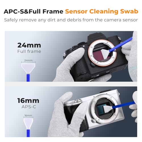 K&F Concept Professional Camera Cleaning Kit - Sensor Cleaner, APS-C & Full-Frame Swabs, Air Blower, Lens Brush, Gloves, Lens Cloths, Carry Case, Lens Cleaning Kit for FF DSLR & Mirrorless Cameras