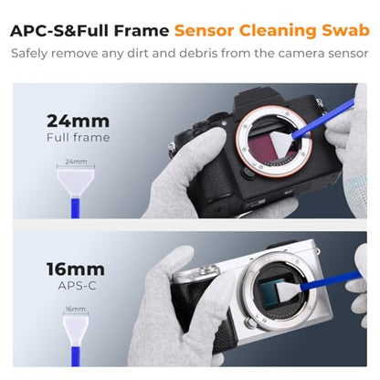 K&F Concept Professional Camera Cleaning Kit - Sensor Cleaner, APS-C & Full-Frame Swabs, Air Blower, Lens Brush, Gloves, Lens Cloths, Carry Case, Lens Cleaning Kit for FF DSLR & Mirrorless Cameras