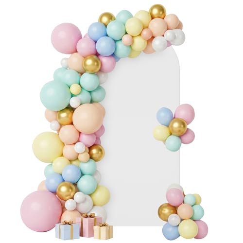 White Arch Backdrop Cover,6 x 2.6FT Spandex Balloon Arch Cover for Backdrop Stand, Thick Wrinkle-Free Double-Sided Fabric Stretchy Background for Baby Shower, Wedding, Birthday, Event Party Decoration - size: 6FT