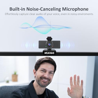 NexiGo N60 Pro (Gen 2) 1080P Webcam with Distortion-Free Lens, USB A to Type-C Data Cable, Noise Reduction Mic & Privacy Cover, for Zoom/Skype/Teams/Webex, Laptop MAC PC Desktop - style: USB-C Webcam