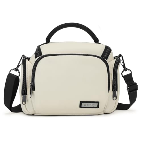 G-raphy Camera Bag Case Compact Lightweight Shoulder Crossbody Sling Photography Bags for Nikon Canon Sony DSLR SLR Mirrorless with Removal Straps (Beige) - color: Beige