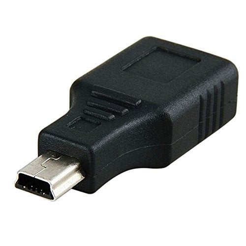2 Pack USB 2.0 Type A to Mini USB 5-Pin Type B Female/Male Adapter - Black