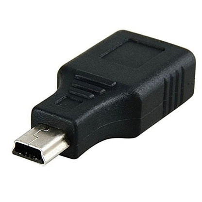 2 Pack USB 2.0 Type A to Mini USB 5-Pin Type B Female/Male Adapter - Black