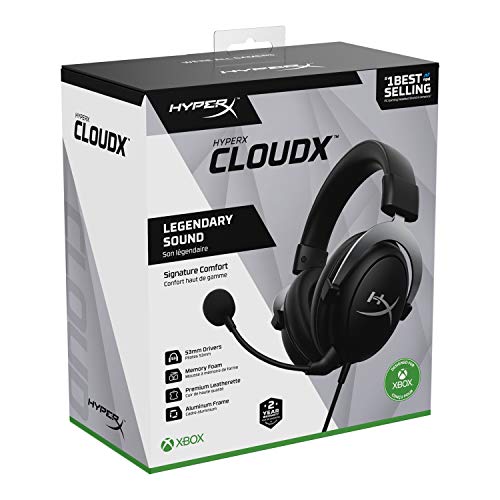 HyperX CloudX,Official Xbox Licensed Gaming Headset,Compatible with Xbox One and Series X|S,Memory Foam Ear Cushions,Detachable Noise-Cancelling Mic,in-line Audio Controls,Black/Silver,(Pack of 10) - size: Wired (Pack of 10)