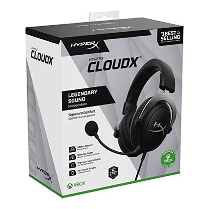 HyperX CloudX,Official Xbox Licensed Gaming Headset,Compatible with Xbox One and Series X|S,Memory Foam Ear Cushions,Detachable Noise-Cancelling Mic,in-line Audio Controls,Black/Silver,(Pack of 10) - size: Wired (Pack of 10)