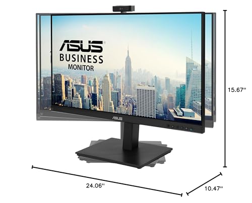 ASUS 27” 1080P Video Conference Monitor (BE279QSK) - Full HD, IPS, Built-in Adjustable 2MP Webcam, Mic Array, Speakers, Eye Care, Wall Mountable, Frameless, HDMI, DisplayPort, VGA, Height Adjustable - style: 27" Webcam Mic Array
