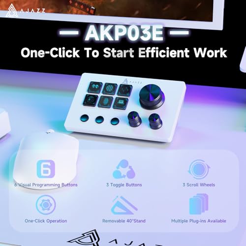 AJAZZ Macro Keypad Stream Controller Deck Gaming Streaming Shortcut Keyboard, 6 Programmable Keys Customizable Visual AI Pad USB Soundboard for YouTube, Desk Office Setup, Laptop, PC, Mac [Macintosh] - color: AKP03 White