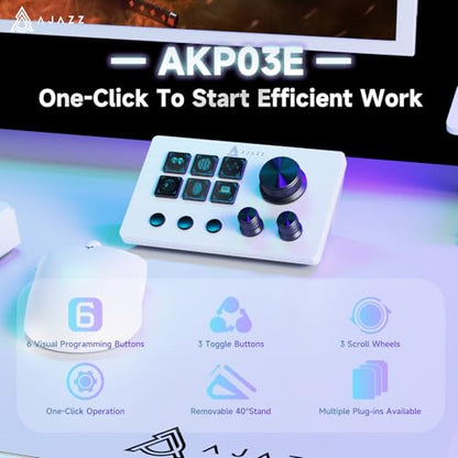 AJAZZ Macro Keypad Stream Controller Deck Gaming Streaming Shortcut Keyboard, 6 Programmable Keys Customizable Visual AI Pad USB Soundboard for YouTube, Desk Office Setup, Laptop, PC, Mac [Macintosh] - color: AKP03 White