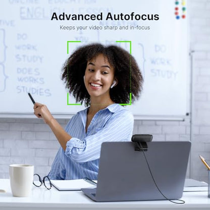 NexiGo 1080P 60FPS Webcam with Software Control and Microphone, AutoFocus, w/Privacy Cover, N680P Pro Computer Web Camera for Skype Zoom Teams, Mac PC Laptop Desktop - style: Webcam with Built-in Cover
