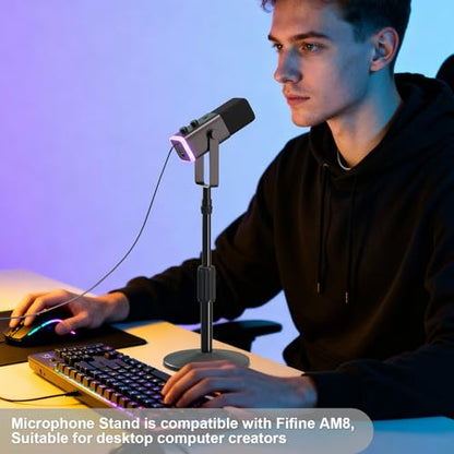 Desktop Mic Stand,Adjustable Height Podcast Microphone Stand with Mic Clip 3/8" to 5/8" Adapter,for Shure MV7 |MV7+ |MV7X XLR,Fifine AM8 |K688 |XR&USB,PM1 XLR,Razer Seiren V2|V3 - size: Mic Stand with Mic Clip