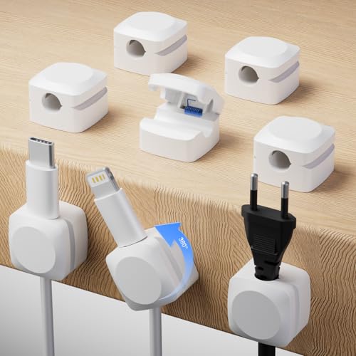 Rotatable Cord Organizer, Strong Adhesive Spring Cable Clips (8*White) | Enhanced Cable Organizer Cord Clips, Desk Cord Holder for Nightstand, Office Accessories and Car - color: 8*White