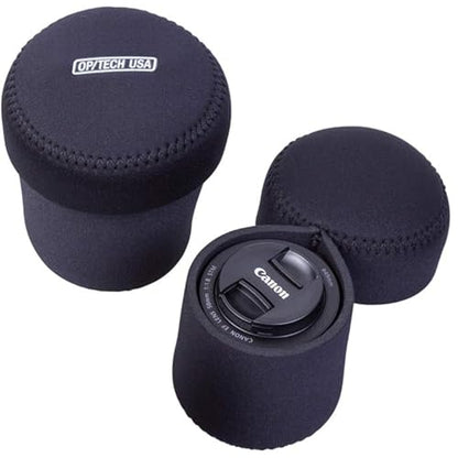 OP/TECH USA Fold-Over Neoprene Lens Pouch – Camera Lens Case for safe Lens Cover storage, Great for Photography & outdoor shoot, Keeps your Lens secure with No-Lose Lid-251 (Black) - Made in USA - size: 251