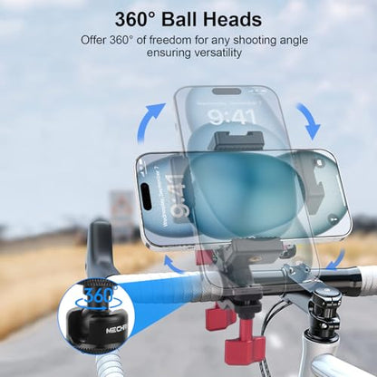 Heavy Duty Aluminum Handlebar Mount for Action Cameras - Bike & Motorcycle Clamp Bracket for GoPro, Insta360 X4/X3, DJI Osmo Action - Stable Off-Road Filming