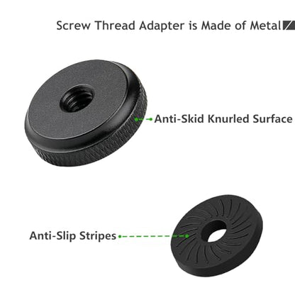 1/4" Female Thumb Nuts with Rubber Pads, 5pc Thumb Wheel Lock Nut Adapter, Anti-Slip Rubber Washers with 1/4" Screw Hole for Attach The Camera to Tripod