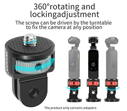 Upgraded Universal Camera Mount Adapter 360 Degree Swivel 1/4" Screw Converter CNC Aluminum Metal Compatible with Hero 13/12/11/10/9, One X4/X3/X2 R Action Camera (Grey) - color: Gray