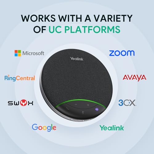 Yealink SP92 Conference Speaker and Microphone with AI Noise Cancellation, 20H Call Time, 13ft Pick-up, 360 Omni Mic 50mm Full-Duplex Speaker, Bluetooth 5.3 USB Speakerphone for Teams - color: Black- SP92 USB C/A (NO Dongle)
