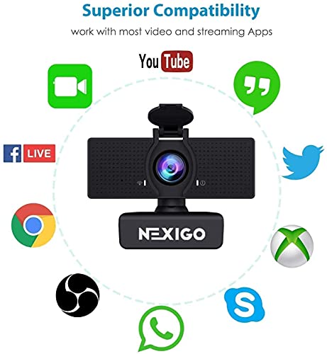 NexiGo 1080P Business Webcam Kits, N60 HD Web Camera with Microphone and Privacy Cover, Software Control, Enhanced Video Conference Lighting Kit with Webcam Style Clip, for Zoom/Skype/Teams
