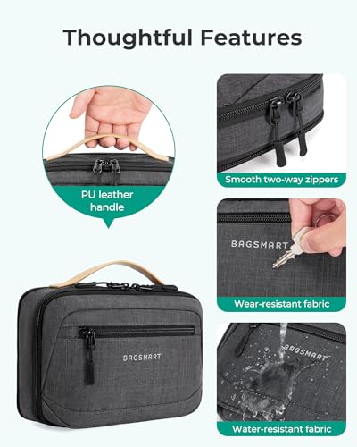 BAGSMART Electronics Organizer Travel Case, Cord Organizer Travel Cable Bag for Tech Accessories (Black)
