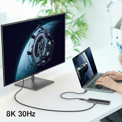 USB 4 Hub 8-in-1: Dual 4K 60Hz/8K Display, 7X USB-C Ports (3X USB4, 4X 10Gbps Data), 100W PD - Thunderbolt 3/4 Dock for MacBook Pro/Air M1/M2/M3, Windows, Chromebook - color: USB4 Max 8-in-1(Space Black)